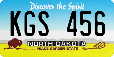 ND license plate KGS456
