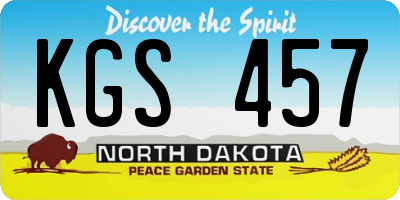 ND license plate KGS457