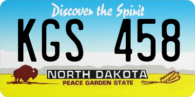 ND license plate KGS458