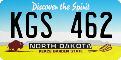 ND license plate KGS462