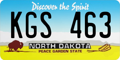 ND license plate KGS463