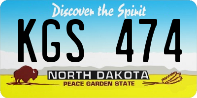 ND license plate KGS474