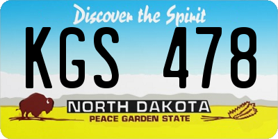ND license plate KGS478