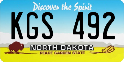 ND license plate KGS492