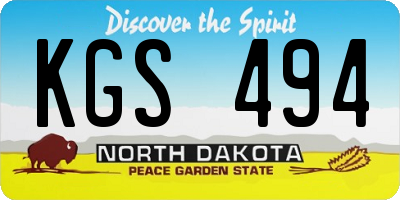ND license plate KGS494