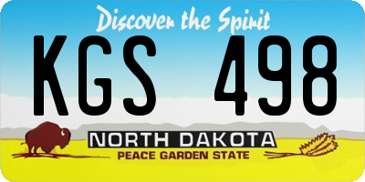 ND license plate KGS498