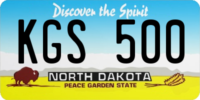 ND license plate KGS500