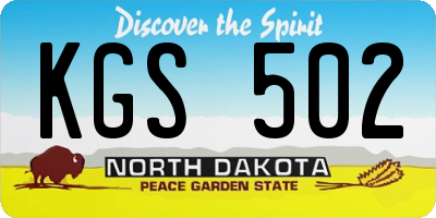 ND license plate KGS502