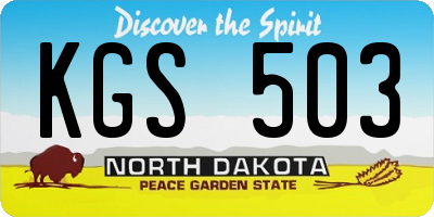 ND license plate KGS503