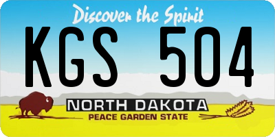 ND license plate KGS504
