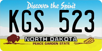 ND license plate KGS523