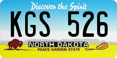 ND license plate KGS526