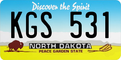 ND license plate KGS531