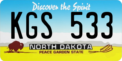ND license plate KGS533