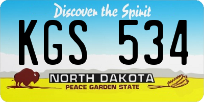 ND license plate KGS534