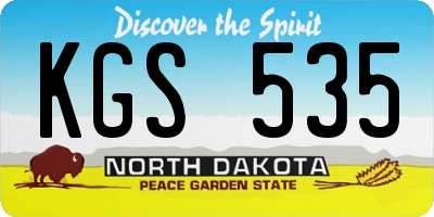 ND license plate KGS535