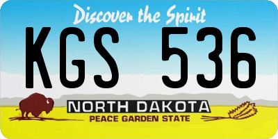 ND license plate KGS536