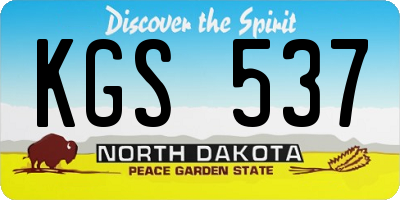 ND license plate KGS537