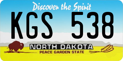 ND license plate KGS538
