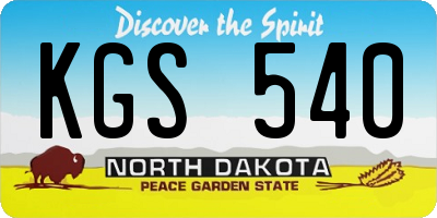ND license plate KGS540