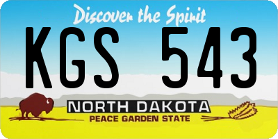 ND license plate KGS543