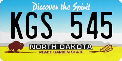 ND license plate KGS545