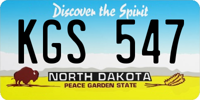 ND license plate KGS547