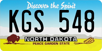 ND license plate KGS548