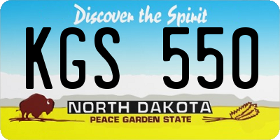 ND license plate KGS550
