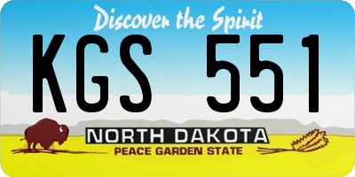 ND license plate KGS551