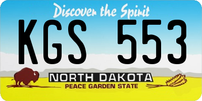 ND license plate KGS553