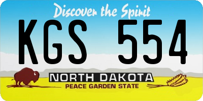 ND license plate KGS554