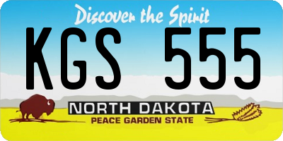 ND license plate KGS555