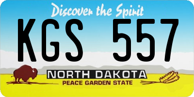 ND license plate KGS557