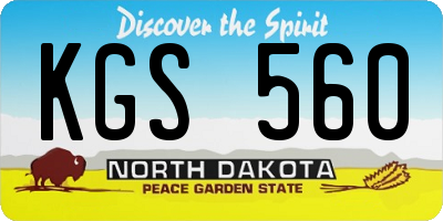 ND license plate KGS560