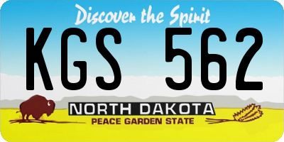 ND license plate KGS562