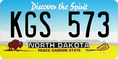 ND license plate KGS573