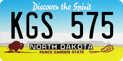 ND license plate KGS575
