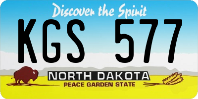 ND license plate KGS577