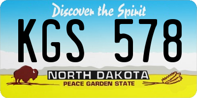ND license plate KGS578