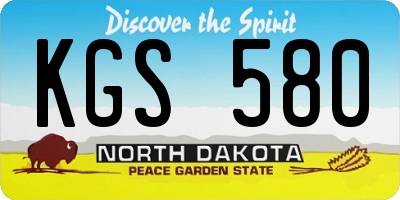 ND license plate KGS580