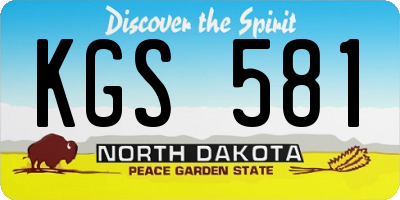 ND license plate KGS581