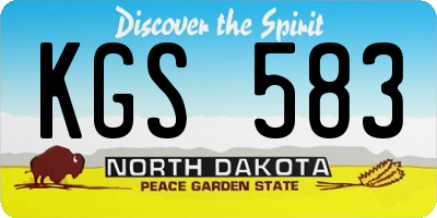 ND license plate KGS583