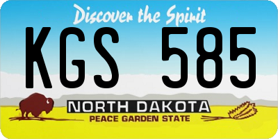 ND license plate KGS585