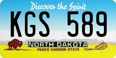 ND license plate KGS589