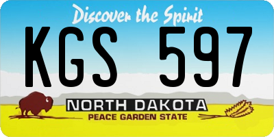 ND license plate KGS597