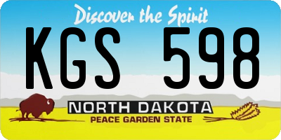 ND license plate KGS598