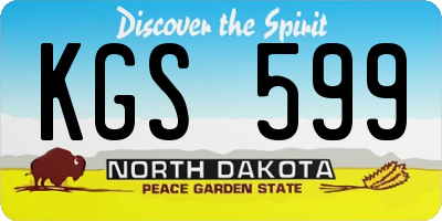 ND license plate KGS599