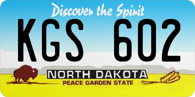 ND license plate KGS602