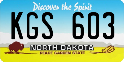 ND license plate KGS603